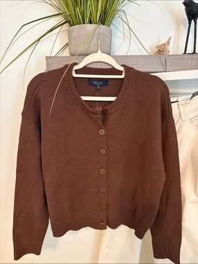 Rachel Roy Chocolate Brown Button-Front Knit Cardigan